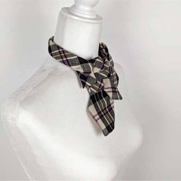 Cream Tartan Ascot for Women - Casual Women's Tie - Unique Scarf - Picture 4 of 8